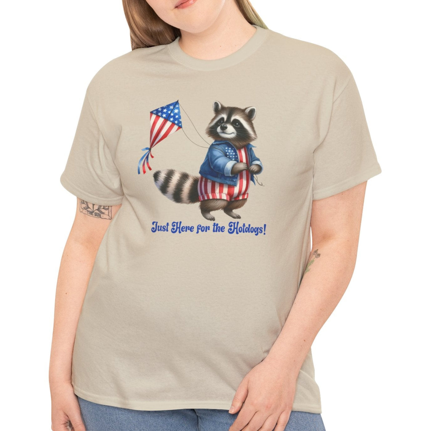 Just Here for the Hotdogs – Funny Patriotic Raccoon T-Shirt - Kim’s Signature Beauty & Accessories    