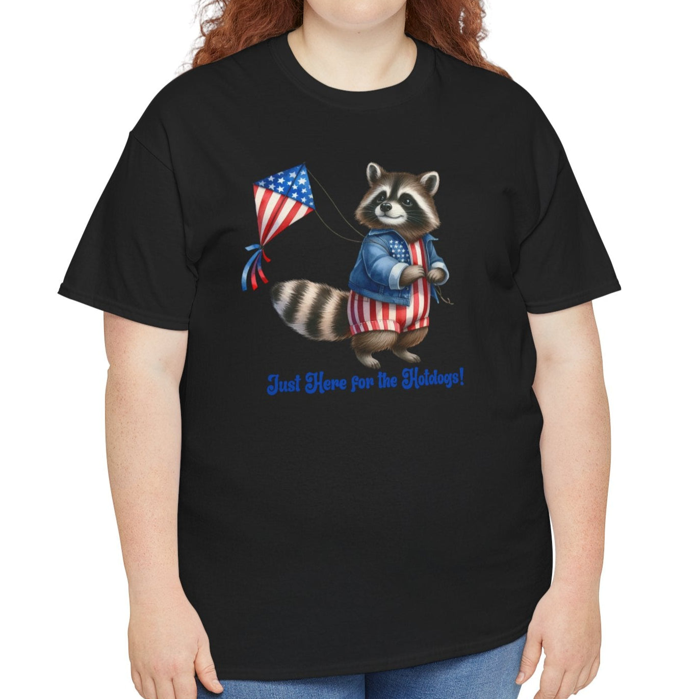 Just Here for the Hotdogs – Funny Patriotic Raccoon T-Shirt - Kim’s Signature Beauty & Accessories    