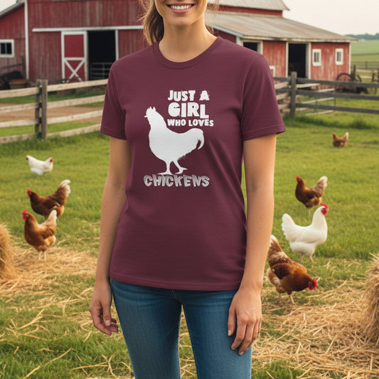 Just a Girl That Loves Chickens Shirt – Funny Farm Girl Tee - Kim’s Signature Beauty & Accessories