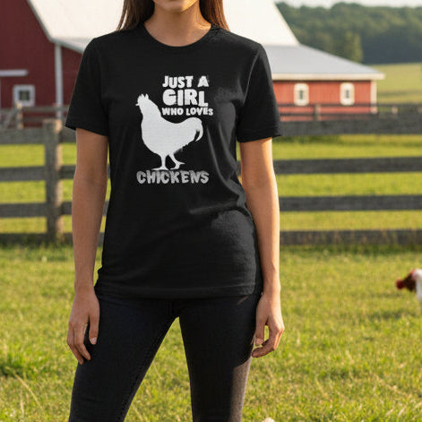 Just a Girl That Loves Chickens Shirt – Funny Farm Girl Tee - Kim’s Signature Beauty & Accessories