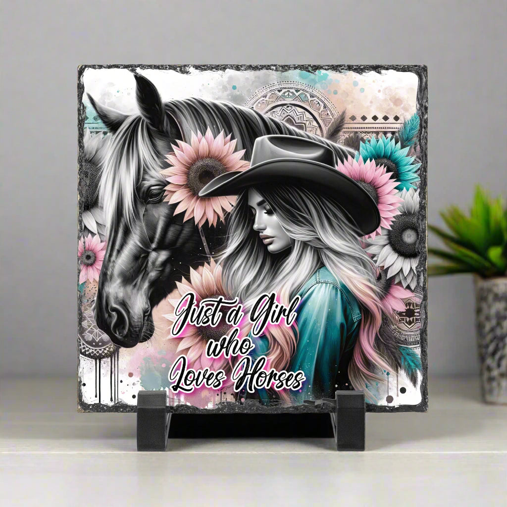 Just a Girl Who Loves Horses Square Plaque - Kim’s Signature Beauty & Accessories    