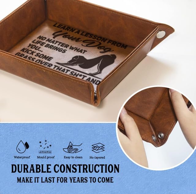 Kick Grass & Move On – Dog Dad Leather Valet Tray - Kim’s Signature Beauty & Accessories    