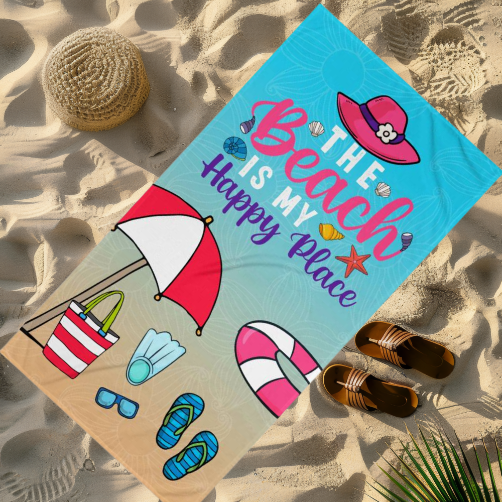 My Happy Place Beach Towel - Kim’s Signature Beauty & Accessories    