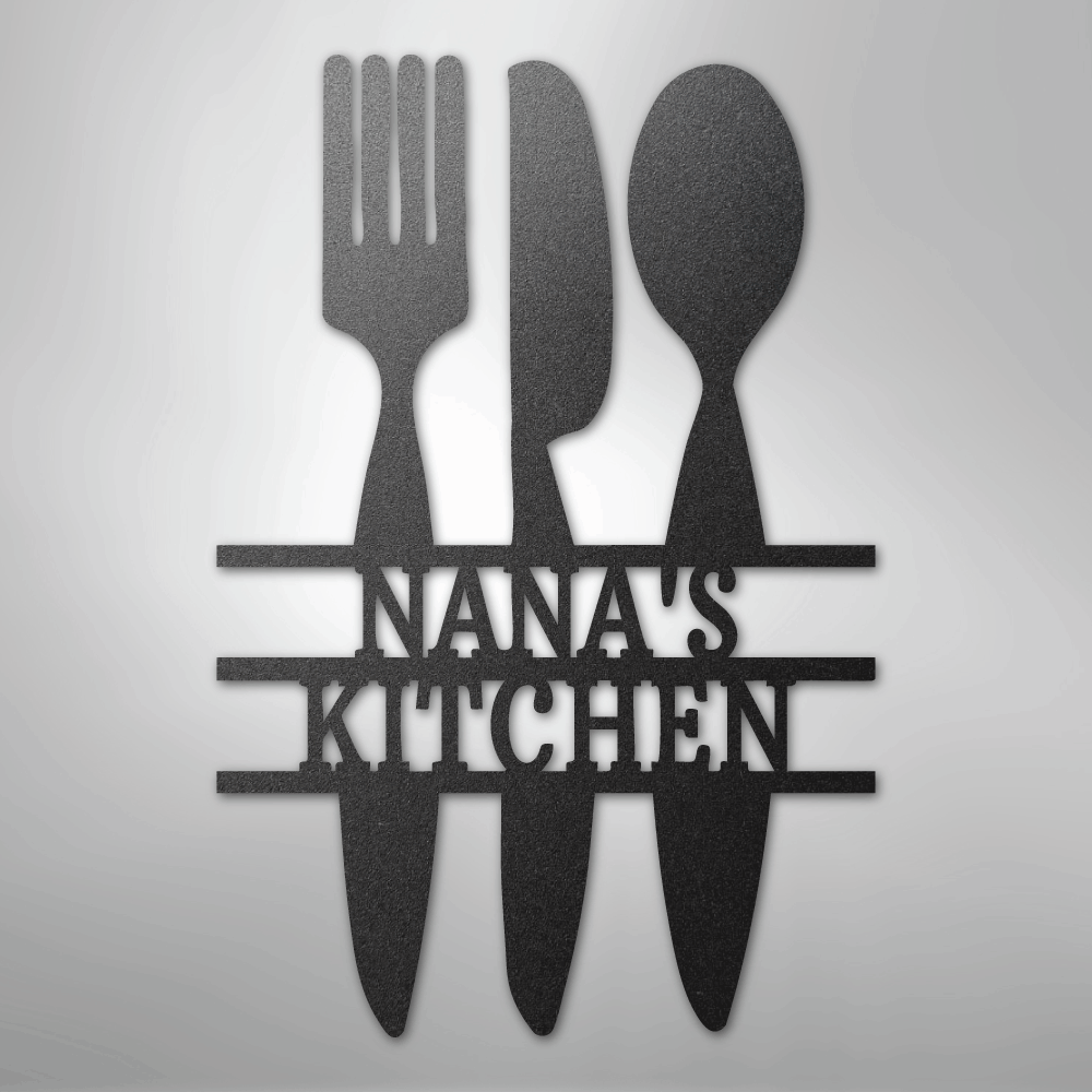 Kitchen Utensil Monogram - Steel Sign - Kim’s Signature Beauty & Accessories