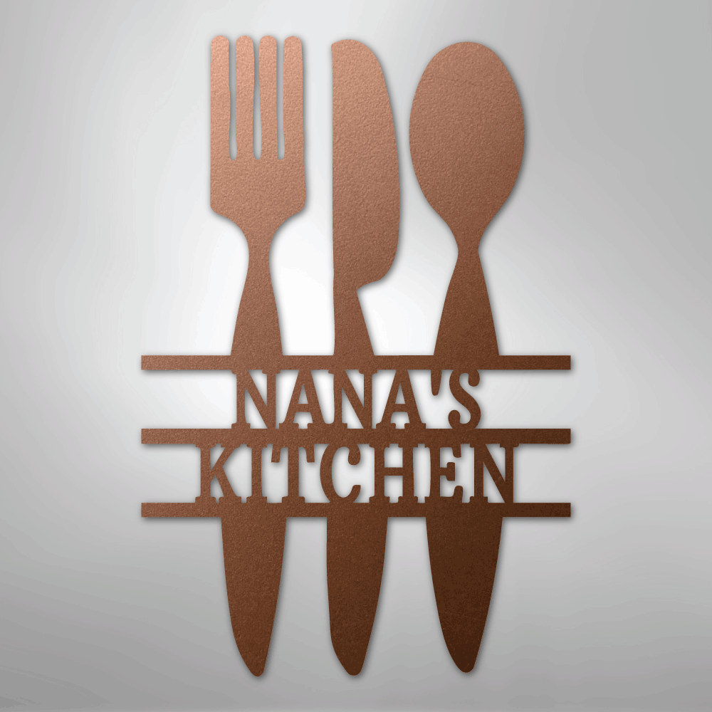 Kitchen Utensil Monogram - Steel Sign - Kim’s Signature Beauty & Accessories