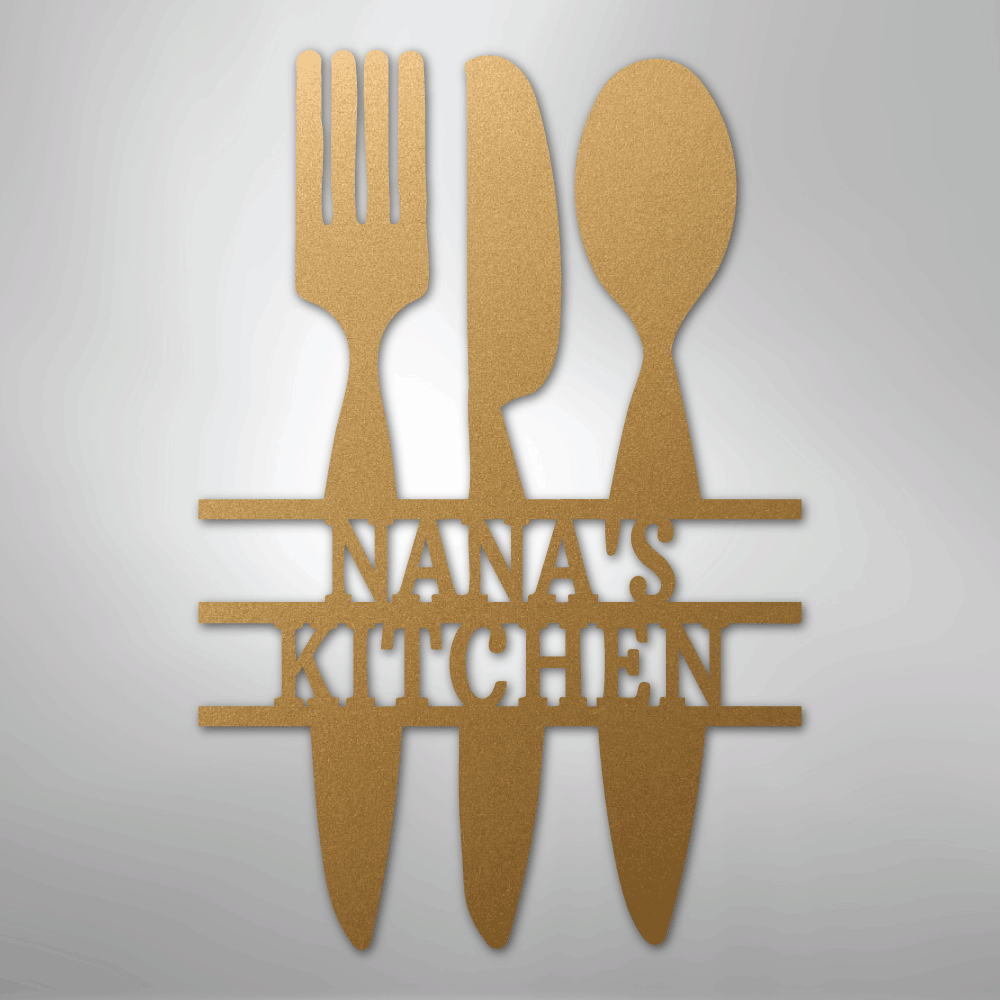 Kitchen Utensil Monogram - Steel Sign - Kim’s Signature Beauty & Accessories