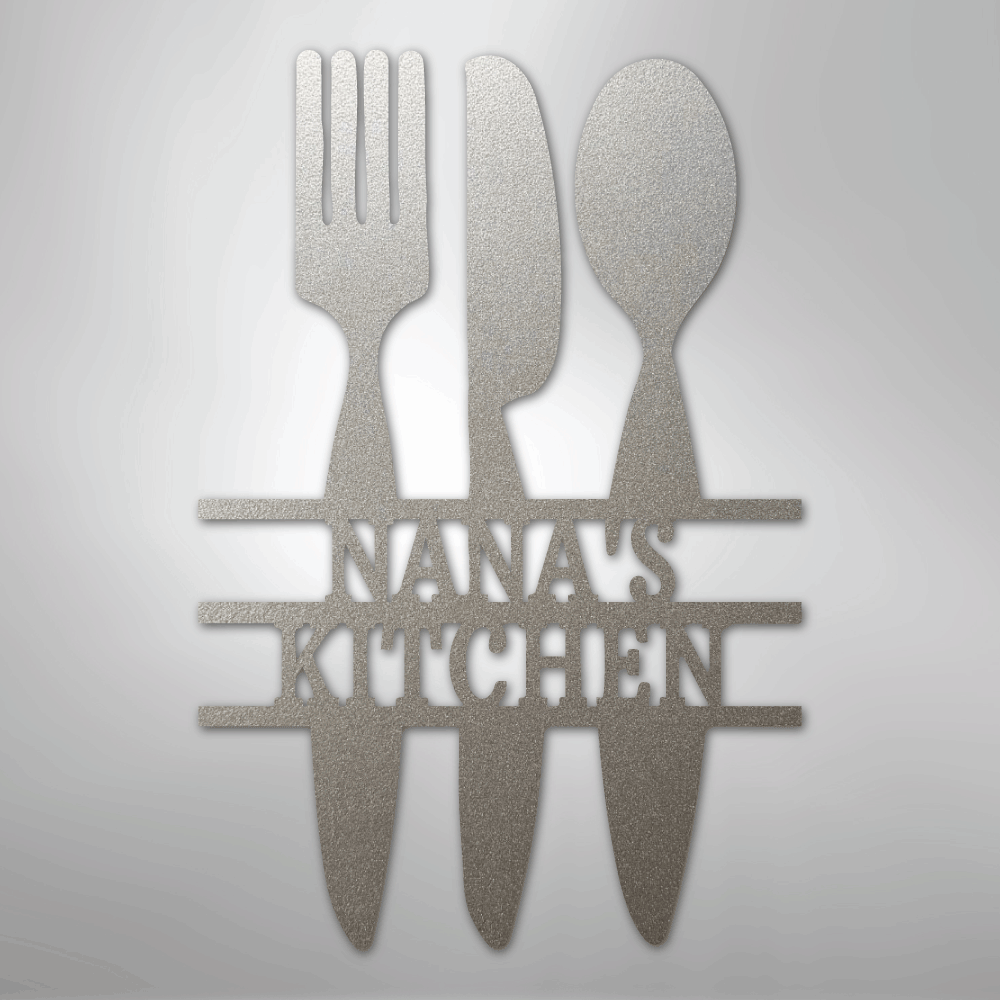 Kitchen Utensil Monogram - Steel Sign - Kim’s Signature Beauty & Accessories