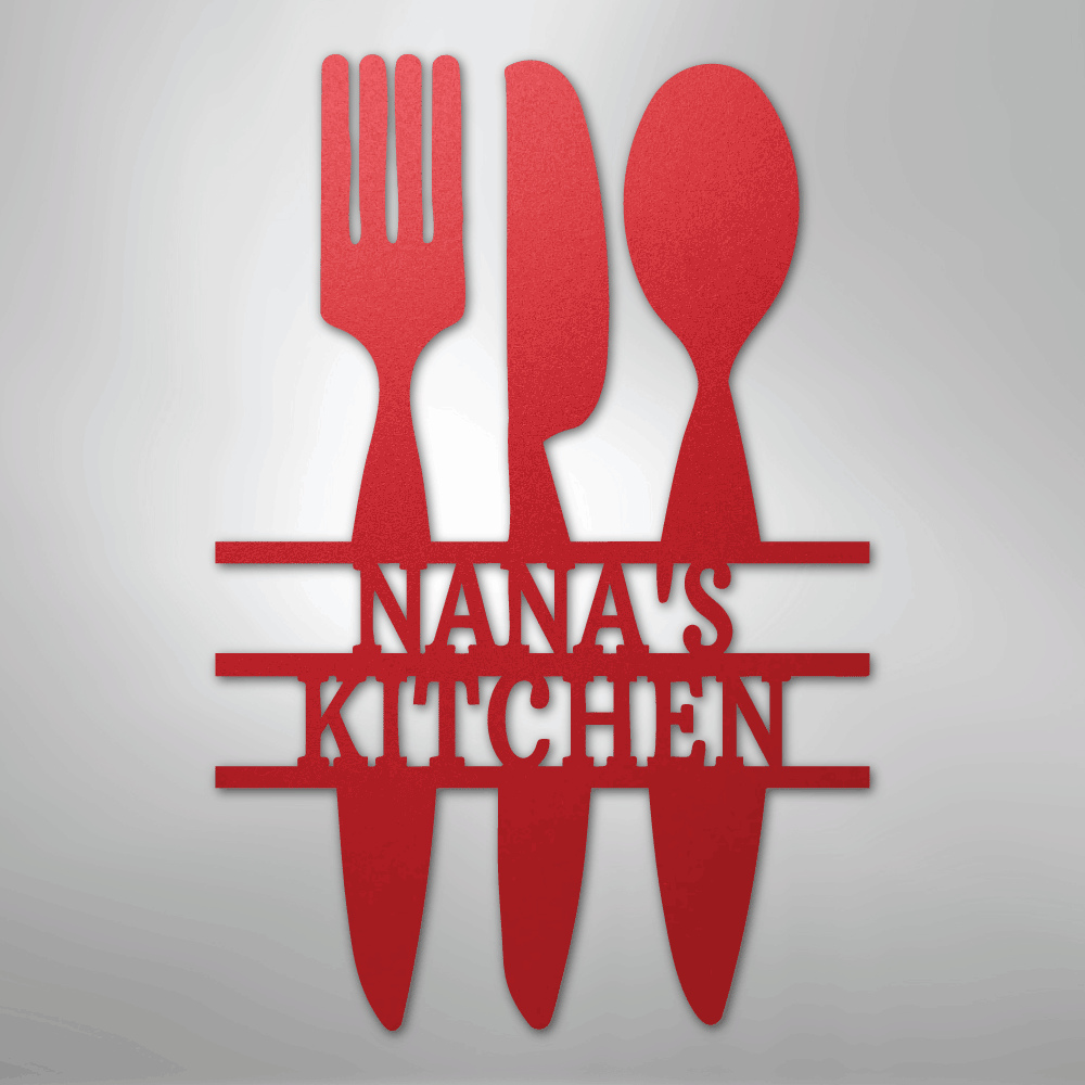 Kitchen Utensil Monogram - Steel Sign - Kim’s Signature Beauty & Accessories