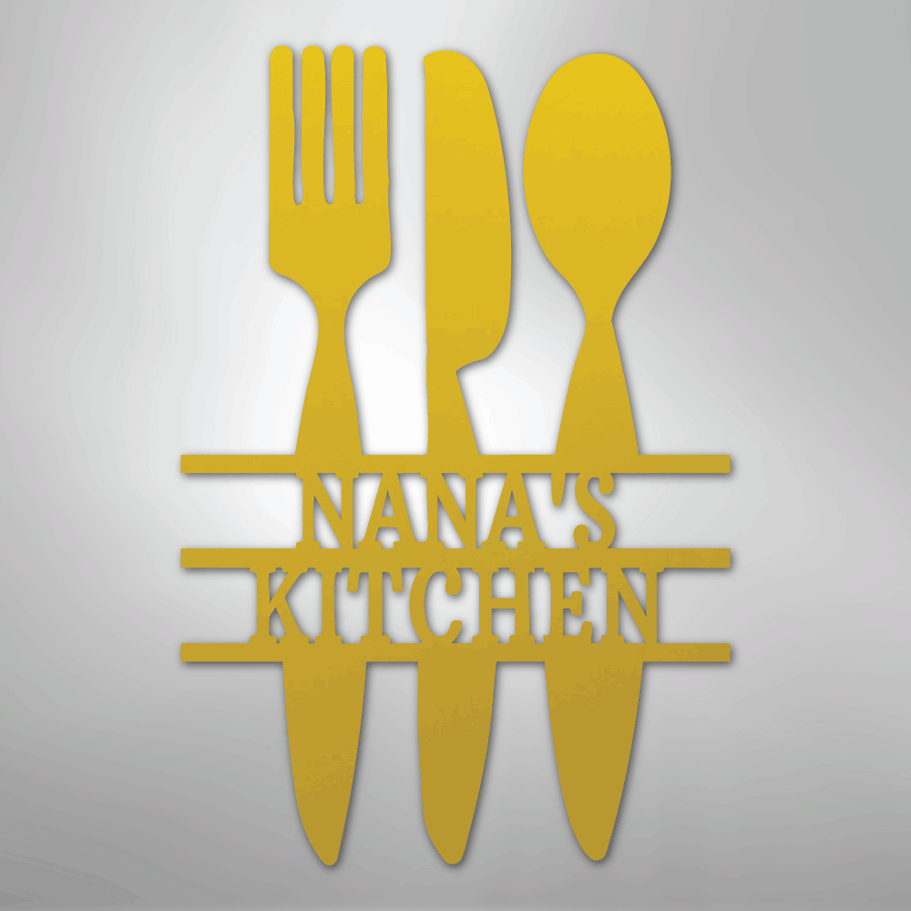 Kitchen Utensil Monogram - Steel Sign - Kim’s Signature Beauty & Accessories