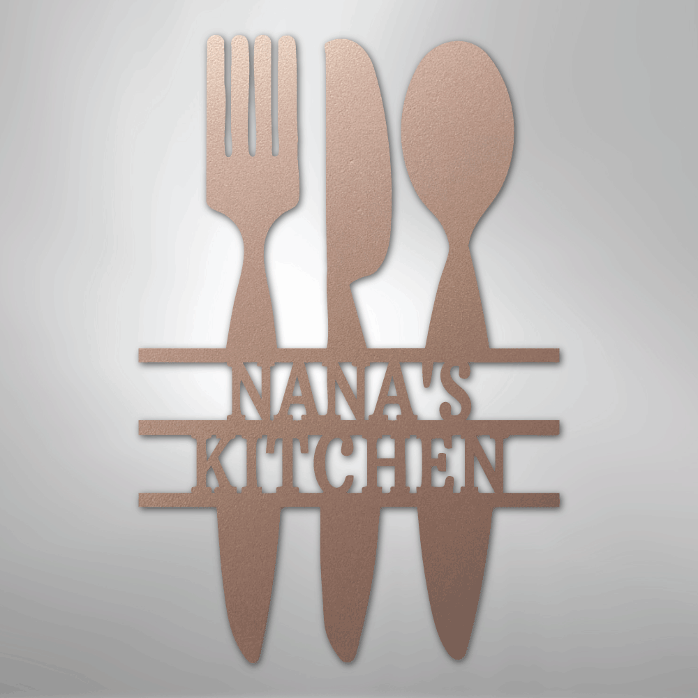 Kitchen Utensil Monogram - Steel Sign - Kim’s Signature Beauty & Accessories