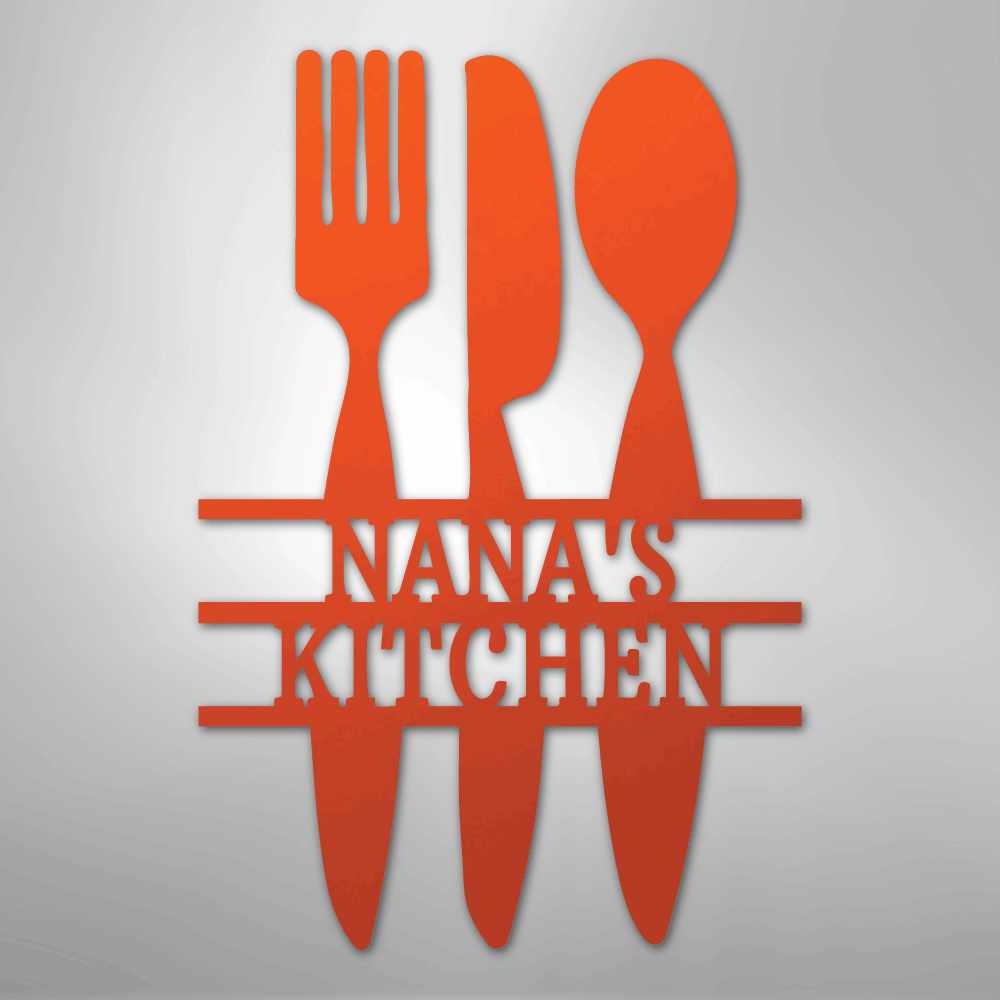 Kitchen Utensil Monogram - Steel Sign - Kim’s Signature Beauty & Accessories