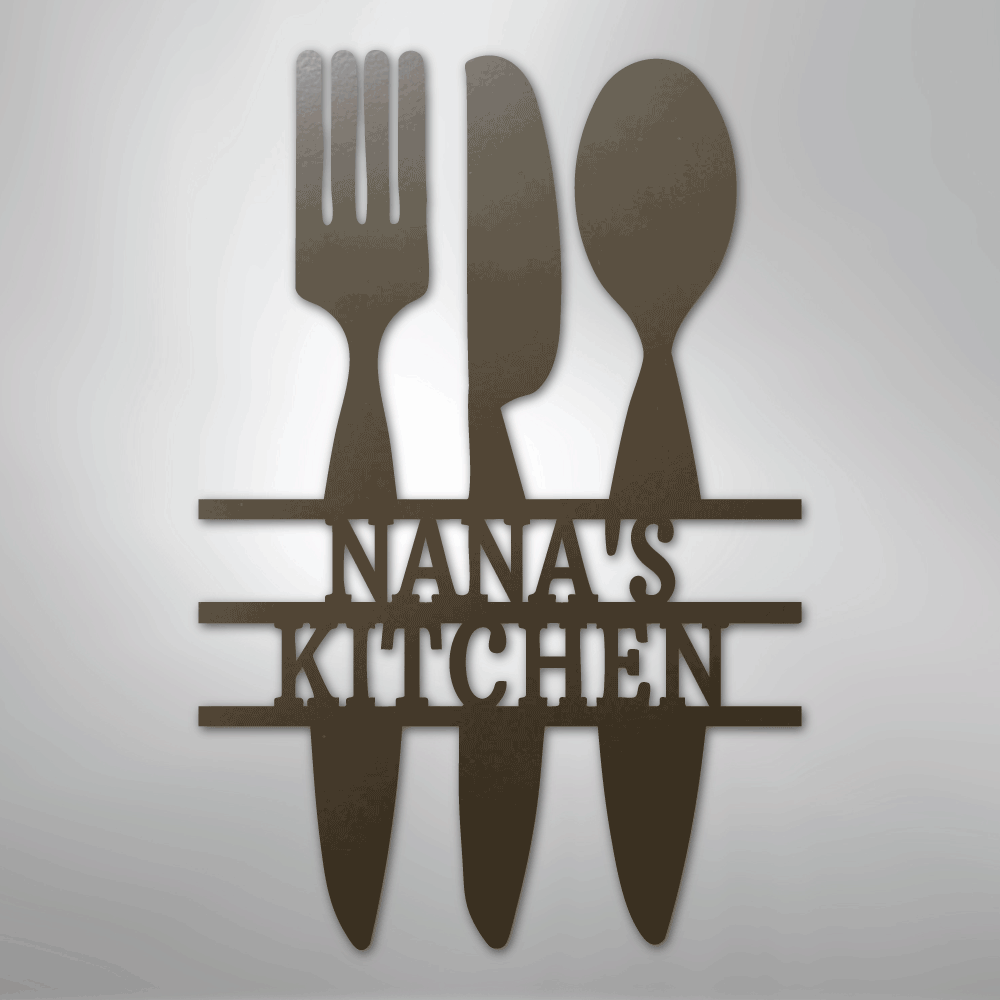 Kitchen Utensil Monogram - Steel Sign - Kim’s Signature Beauty & Accessories