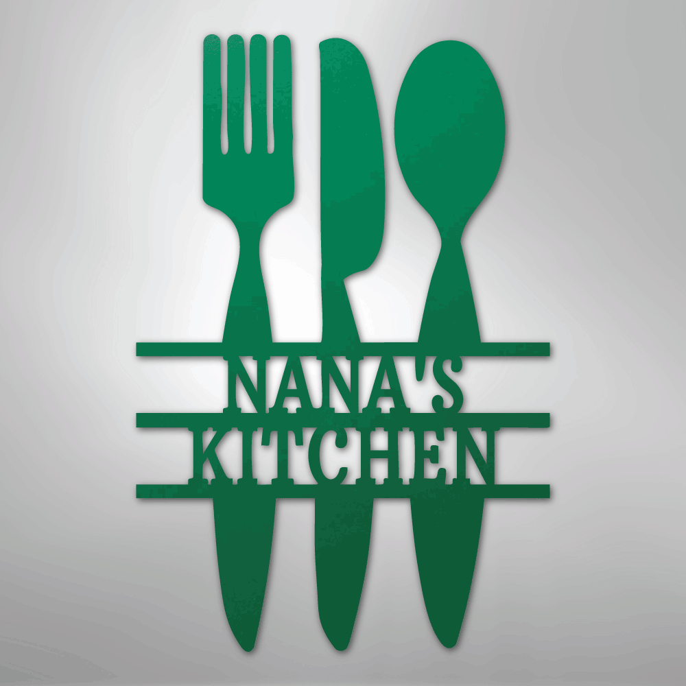 Kitchen Utensil Monogram - Steel Sign - Kim’s Signature Beauty & Accessories