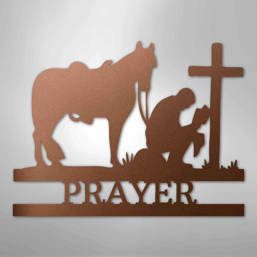 Kneeling Cowboy Monogram - Steel Sign - Kim’s Signature Beauty & Accessories