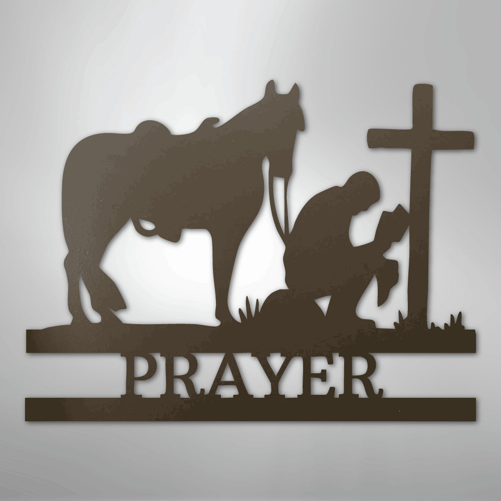 Kneeling Cowboy Monogram - Steel Sign - Kim’s Signature Beauty & Accessories
