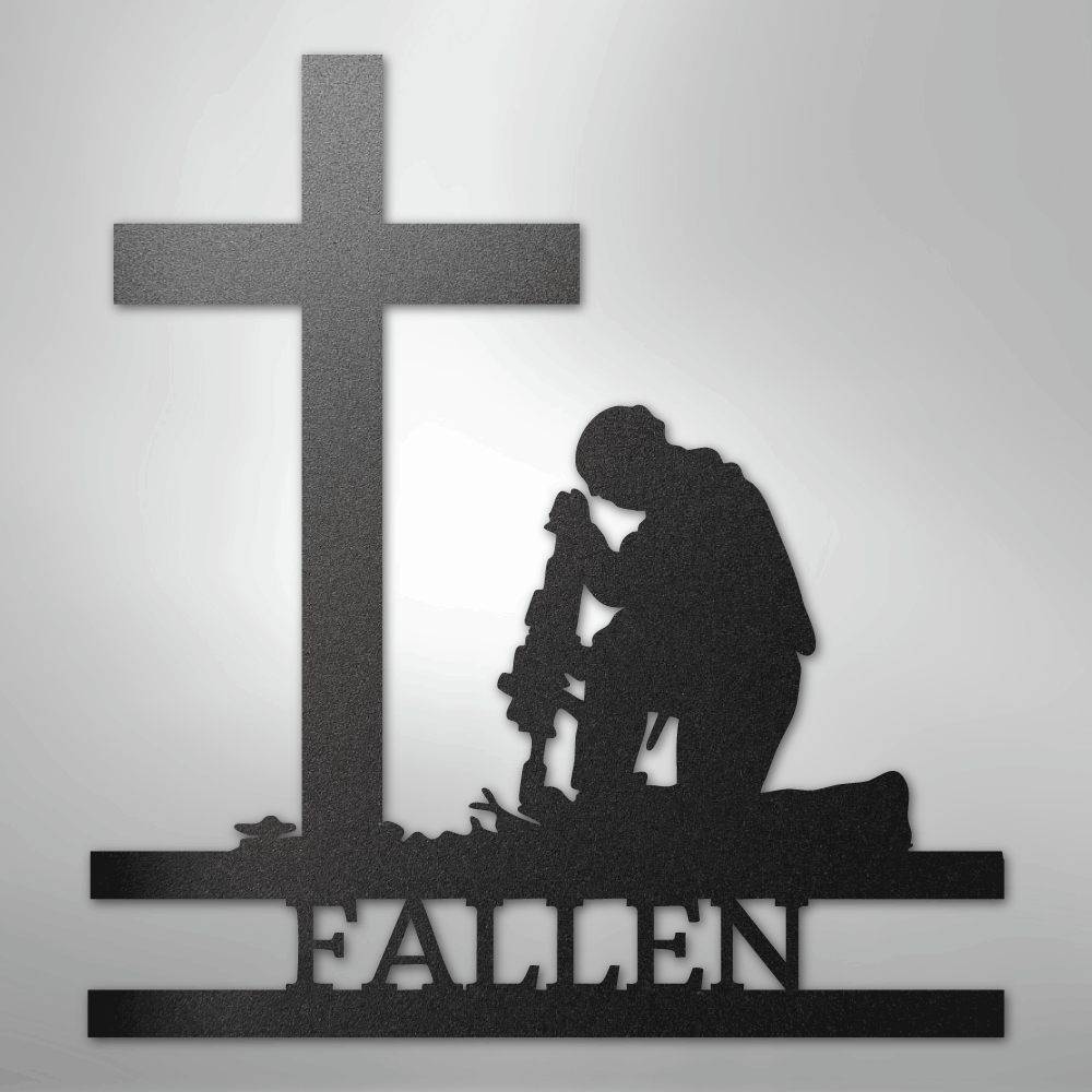 Kneeling Soldier Monogram - Steel Sign - Kim’s Signature Beauty & Accessories