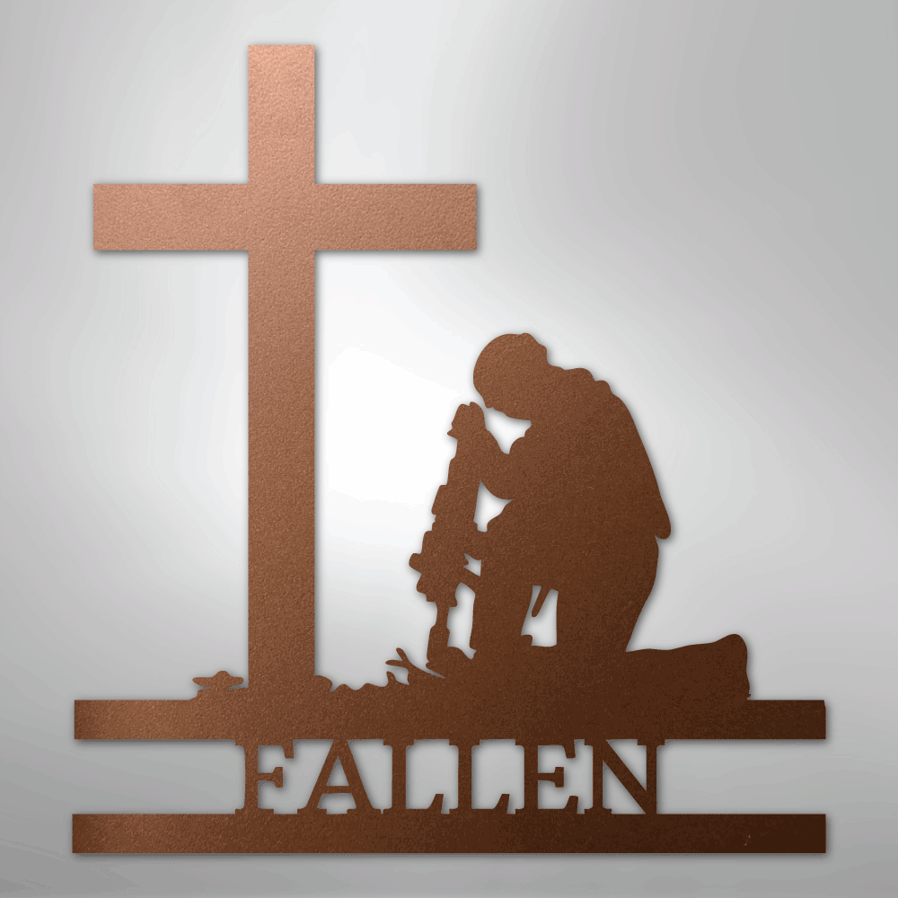 Kneeling Soldier Monogram - Steel Sign - Kim’s Signature Beauty & Accessories