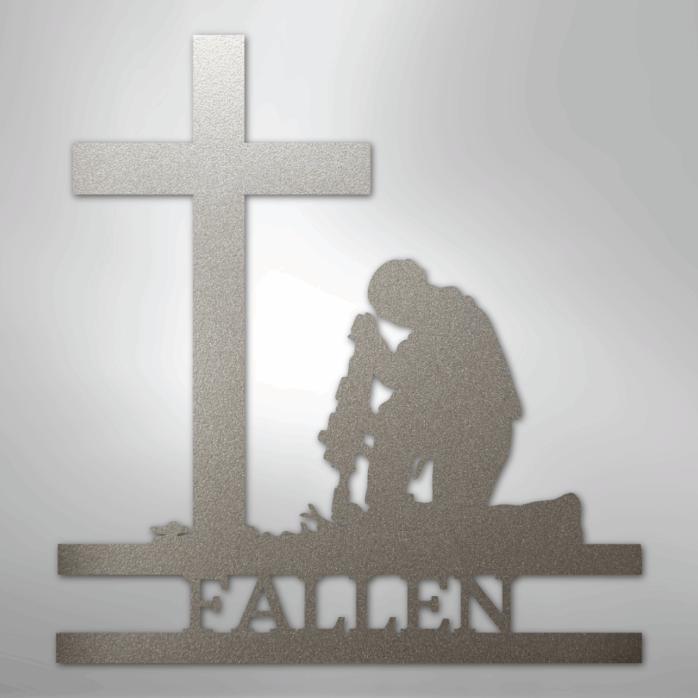 Kneeling Soldier Monogram - Steel Sign - Kim’s Signature Beauty & Accessories