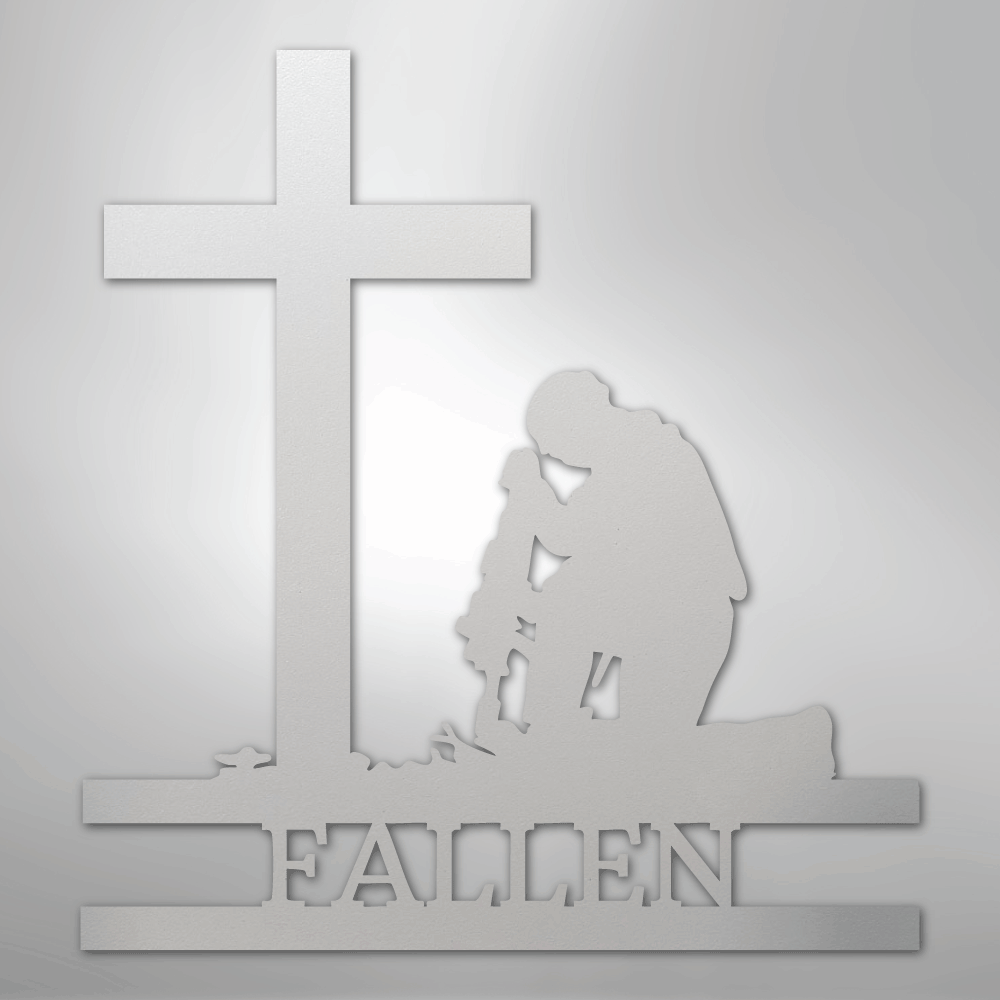 Kneeling Soldier Monogram - Steel Sign - Kim’s Signature Beauty & Accessories