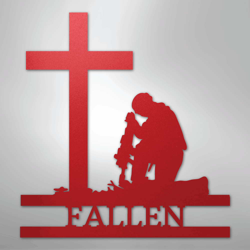 Kneeling Soldier Monogram - Steel Sign - Kim’s Signature Beauty & Accessories