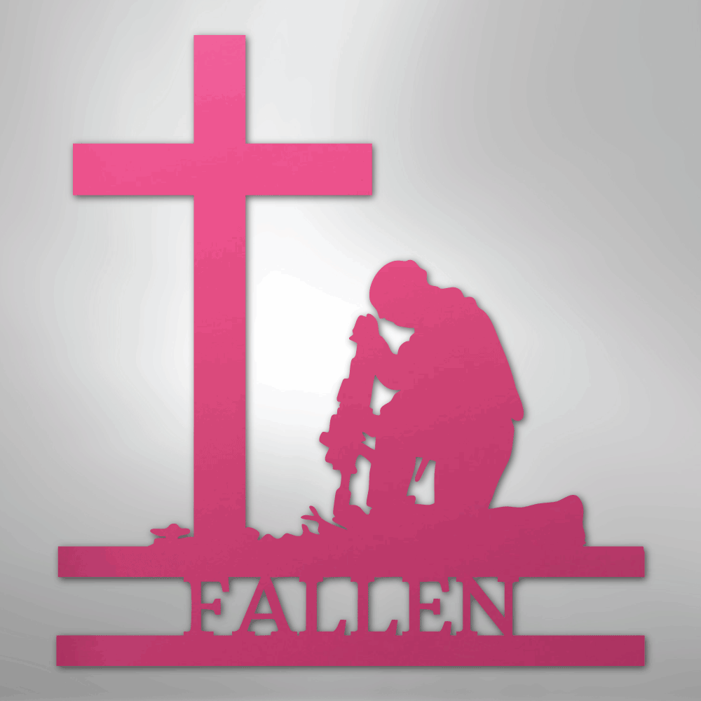 Kneeling Soldier Monogram - Steel Sign - Kim’s Signature Beauty & Accessories
