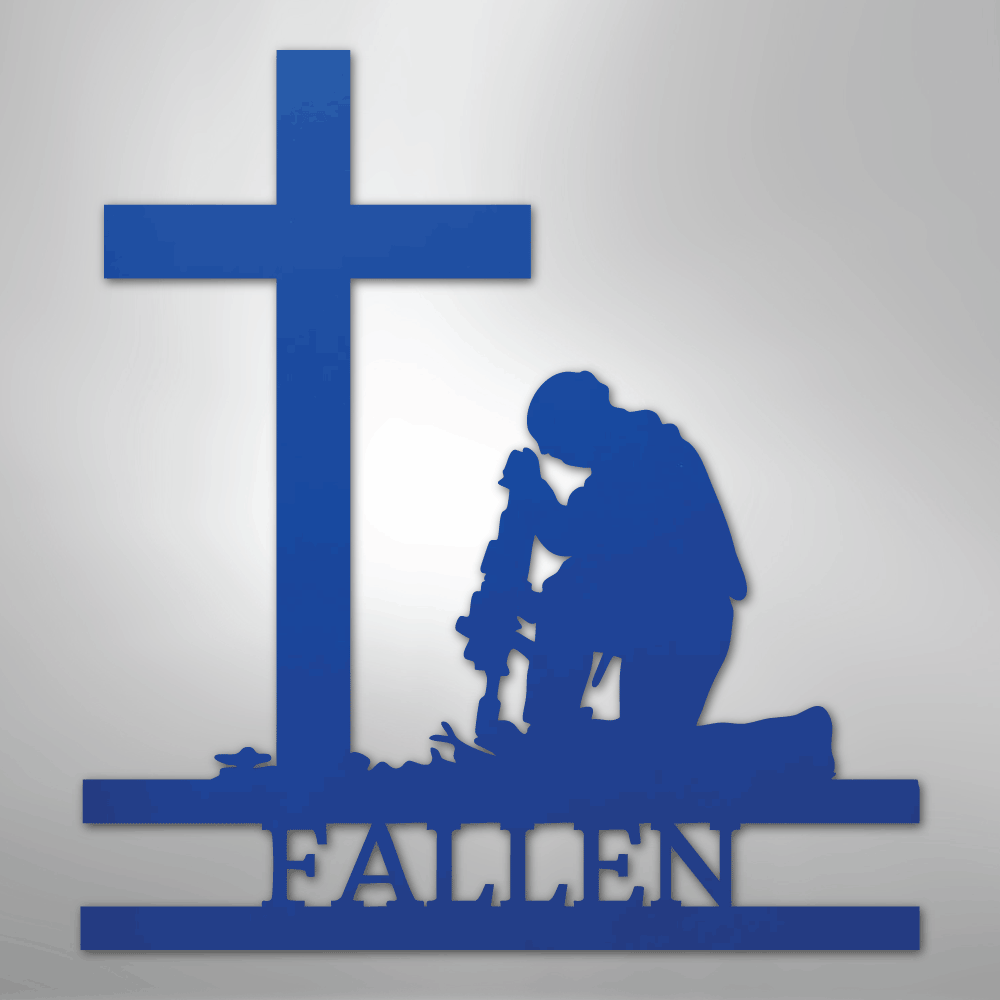 Kneeling Soldier Monogram - Steel Sign - Kim’s Signature Beauty & Accessories