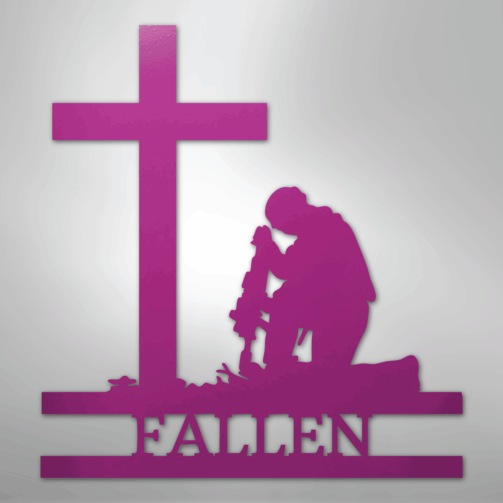 Kneeling Soldier Monogram - Steel Sign - Kim’s Signature Beauty & Accessories