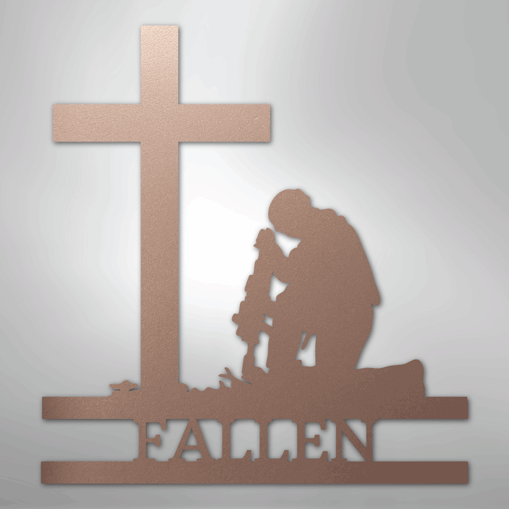 Kneeling Soldier Monogram - Steel Sign - Kim’s Signature Beauty & Accessories