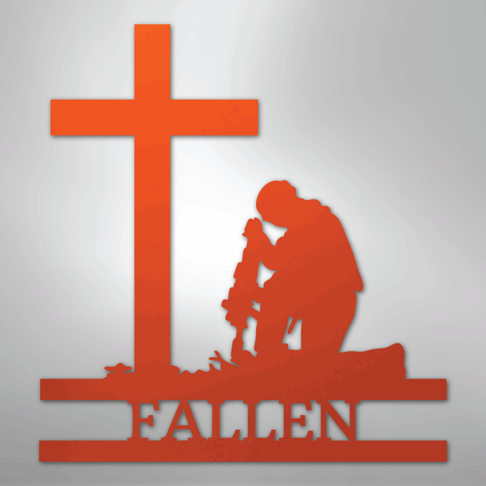 Kneeling Soldier Monogram - Steel Sign - Kim’s Signature Beauty & Accessories
