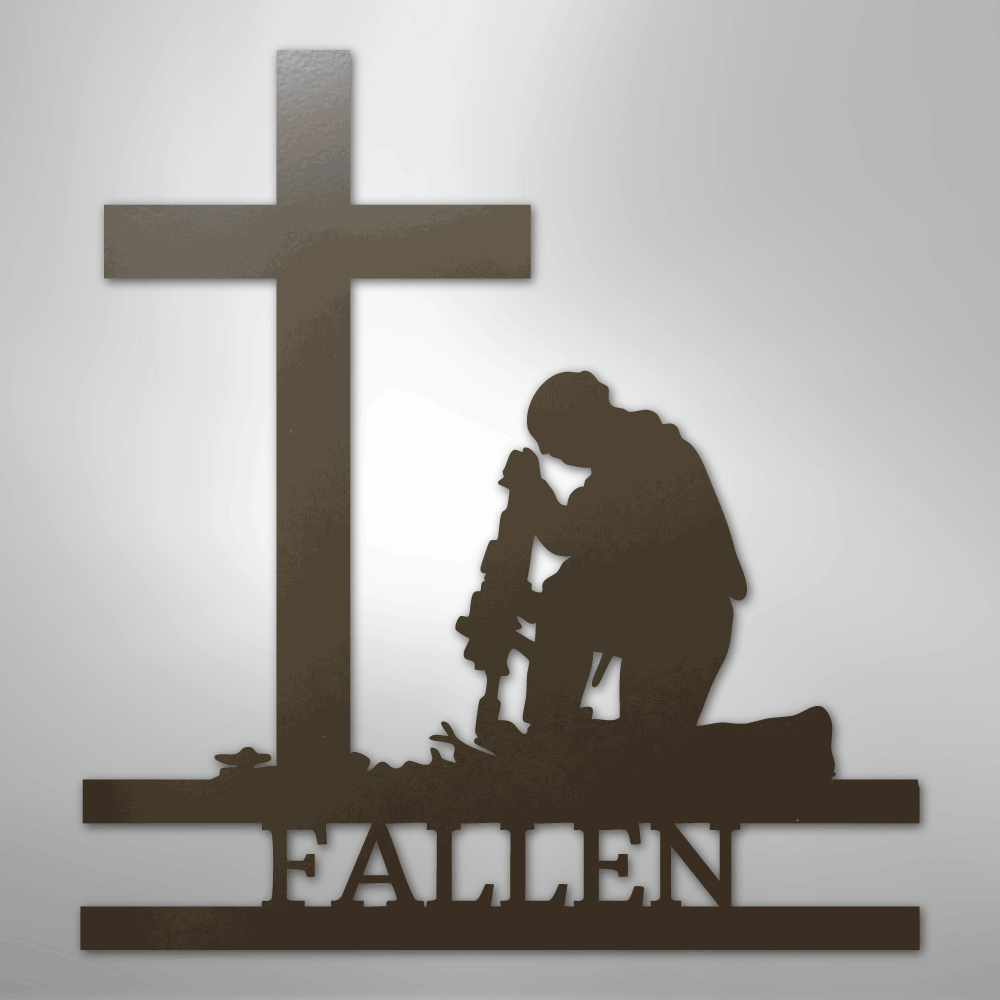 Kneeling Soldier Monogram - Steel Sign - Kim’s Signature Beauty & Accessories