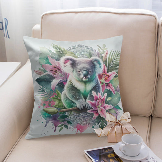 Koala in the Tropical Greenery Pillow Cover - Kim’s Signature Beauty & Accessories    
