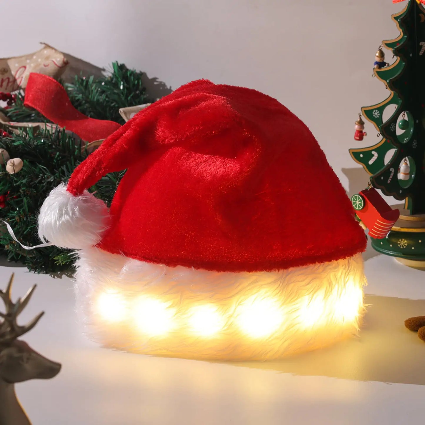 LED Light-Up Plush Santa Hat | Christmas Glow Party Hat - Kim’s Signature Beauty & Accessories    