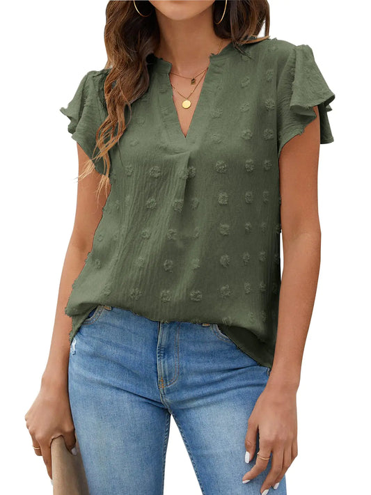 Blooming Jelly White Blouse V Neck - Kim’s Signature Beauty & Accessories    