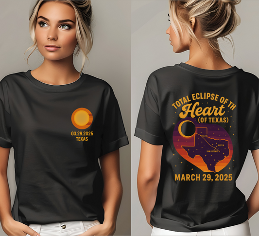 Ladies Total Eclipse of the Heart Unisex T-Shirt | Texas 2025 Commemorative - Kim’s Signature Beauty & Accessories    