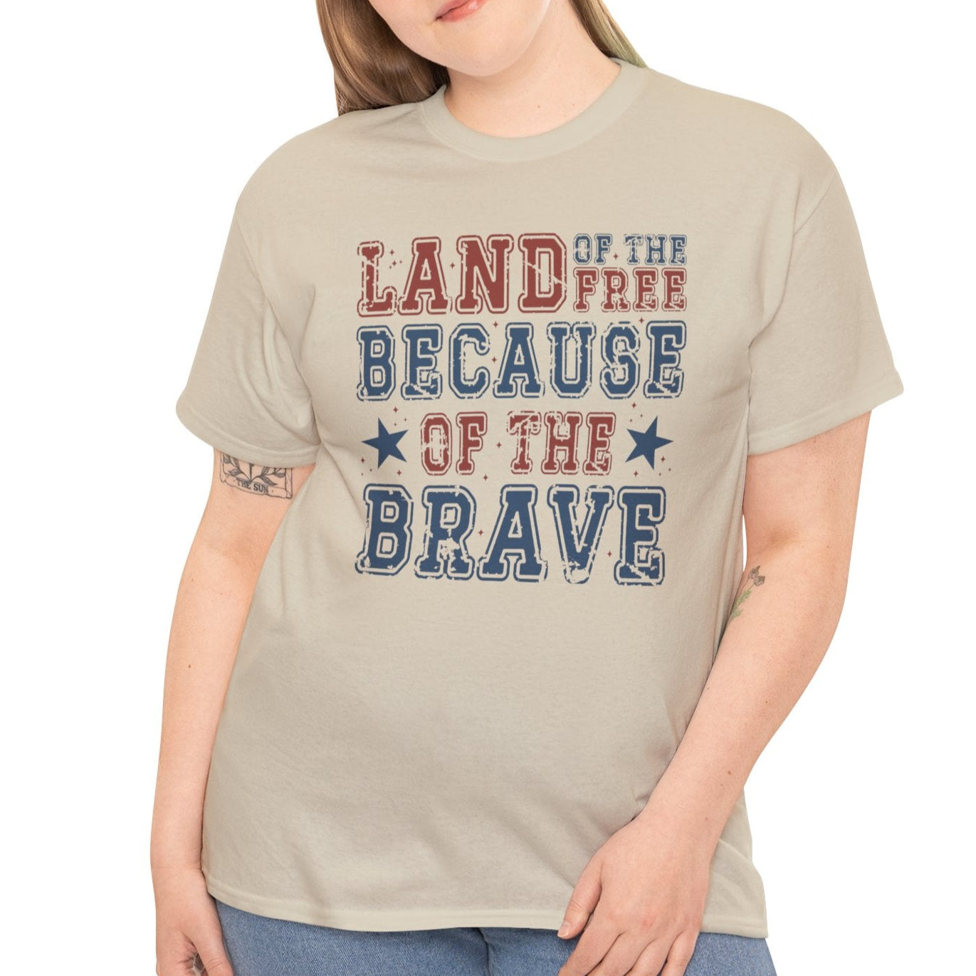 Land of the Free Because of the Brave – Patriotic  T-Shirt - Kim’s Signature Beauty & Accessories    