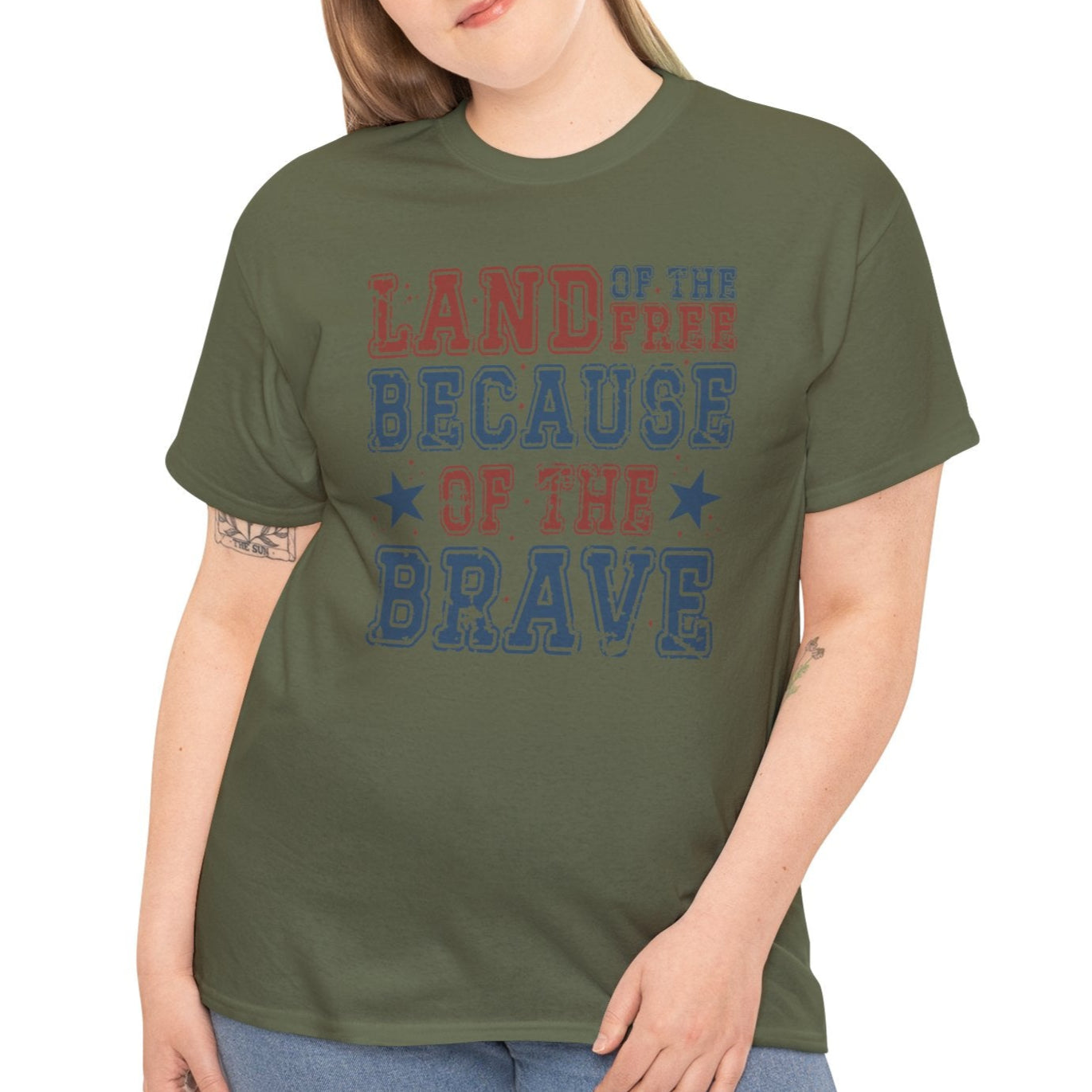 Land of the Free Because of the Brave – Patriotic  T-Shirt - Kim’s Signature Beauty & Accessories    