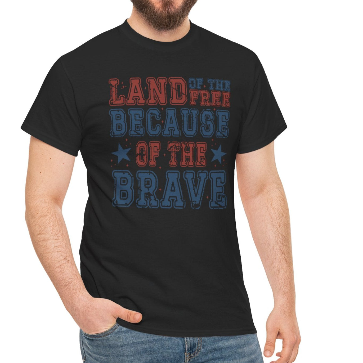 Land of the Free Because of the Brave – Patriotic  T-Shirt - Kim’s Signature Beauty & Accessories    