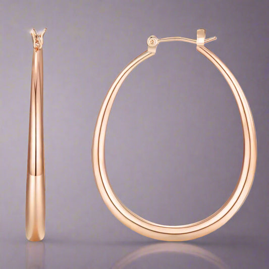Large Rose Gold Oval Hoop Earrings - Kim’s Signature Beauty & Accessories    