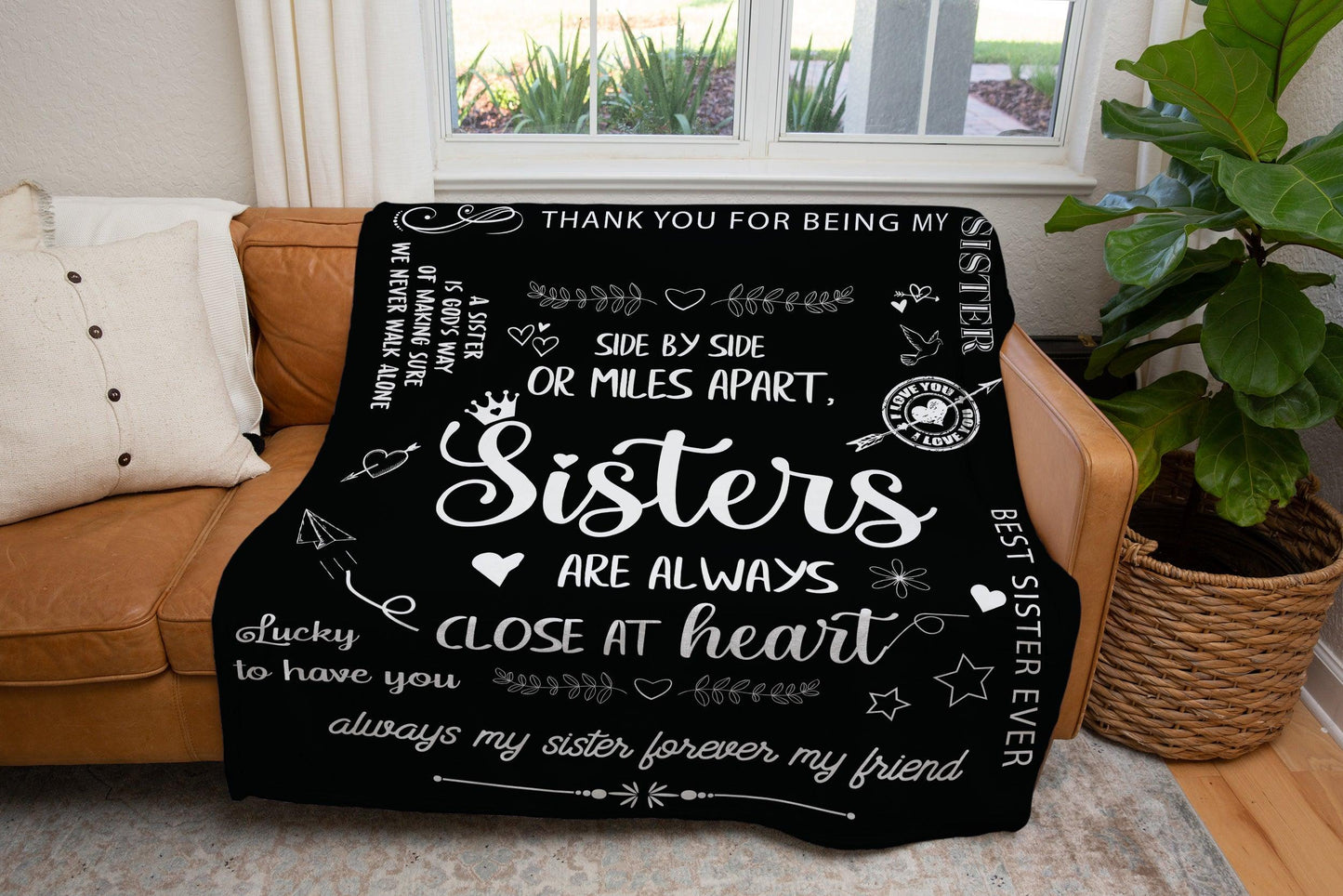Sisters at Heart Plush Fleece Blanket – Side by Side or Miles Apart - Kim’s Signature Beauty & Accessories    