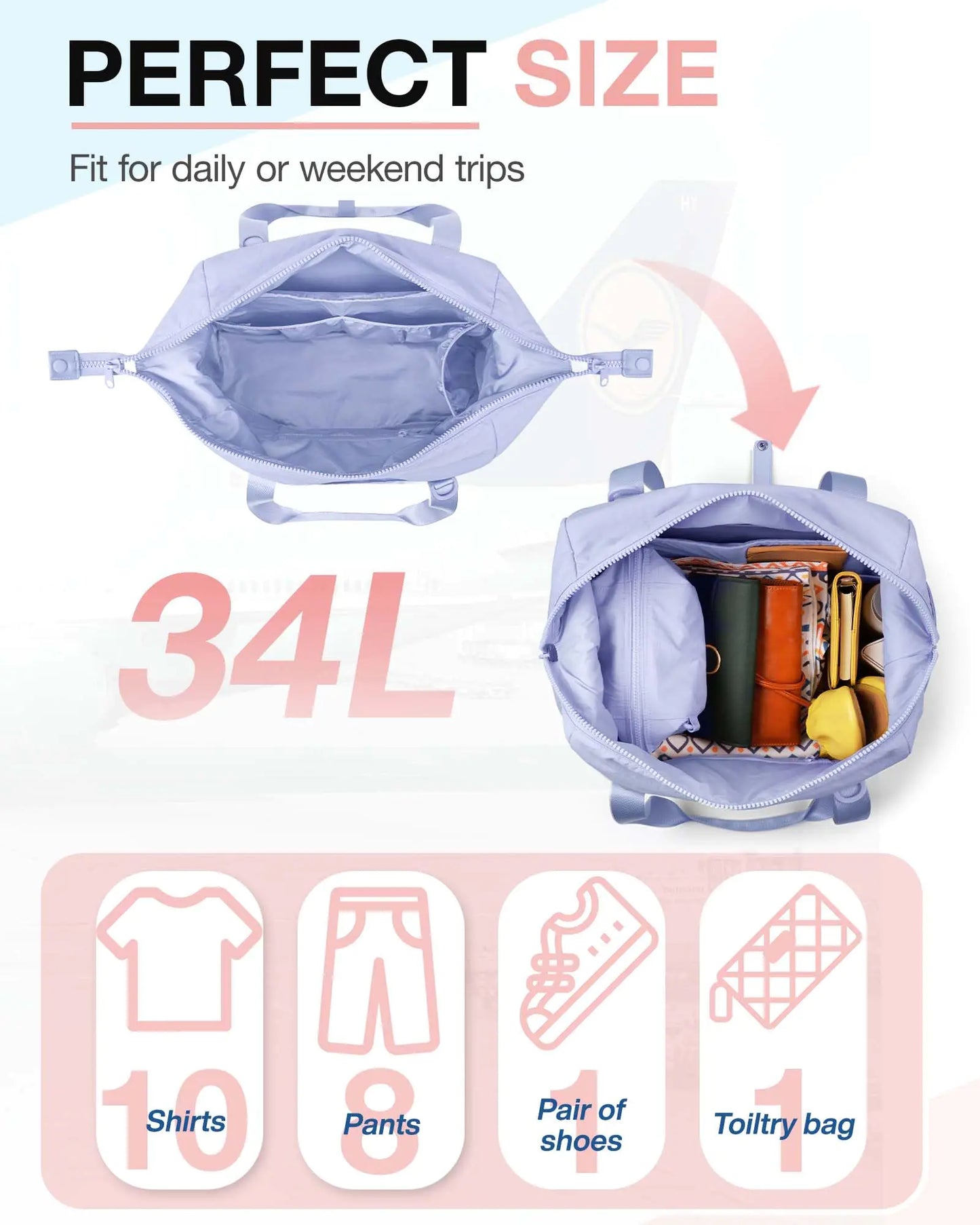 Lavender 34L Gym & Travel Duffel Bag - Kim’s Signature Beauty & Accessories    