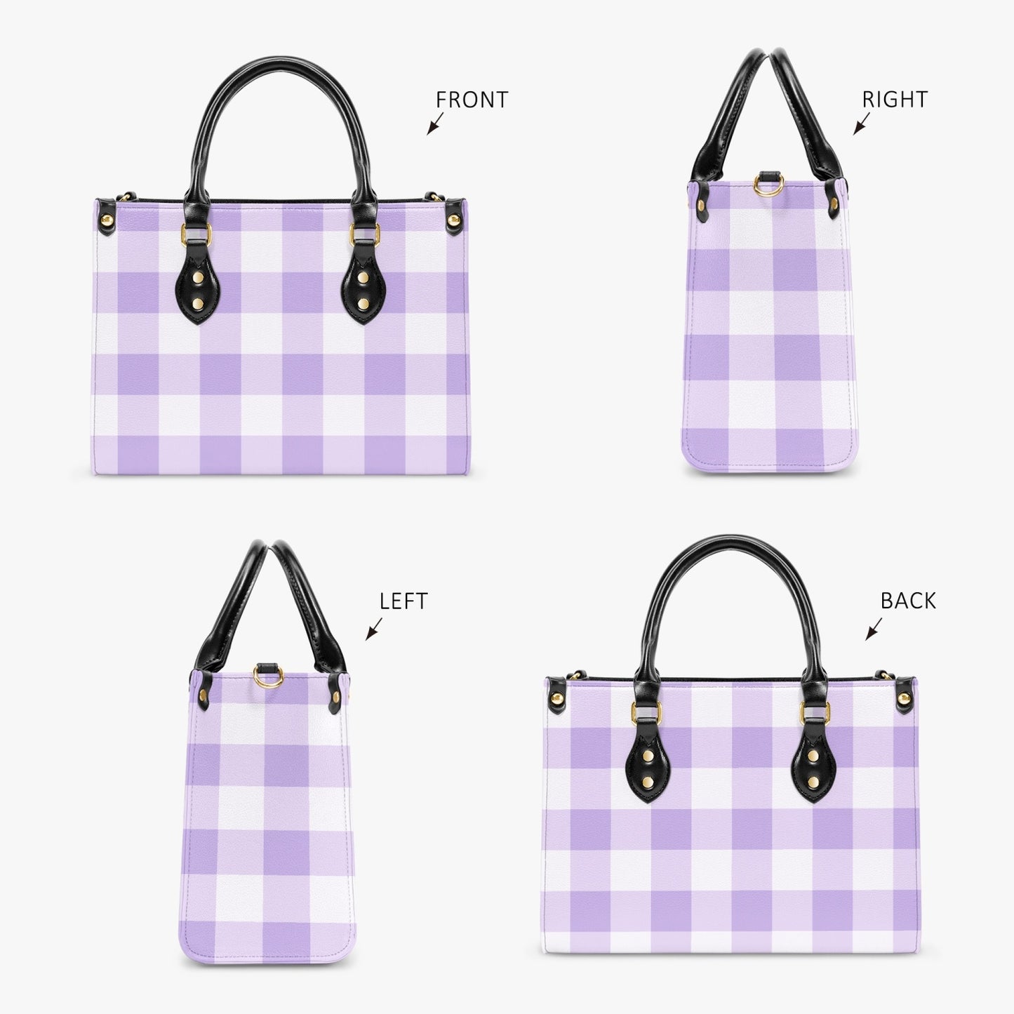 Lavender Gingham PU Leather Handbag - Kim’s Signature Beauty & Accessories    