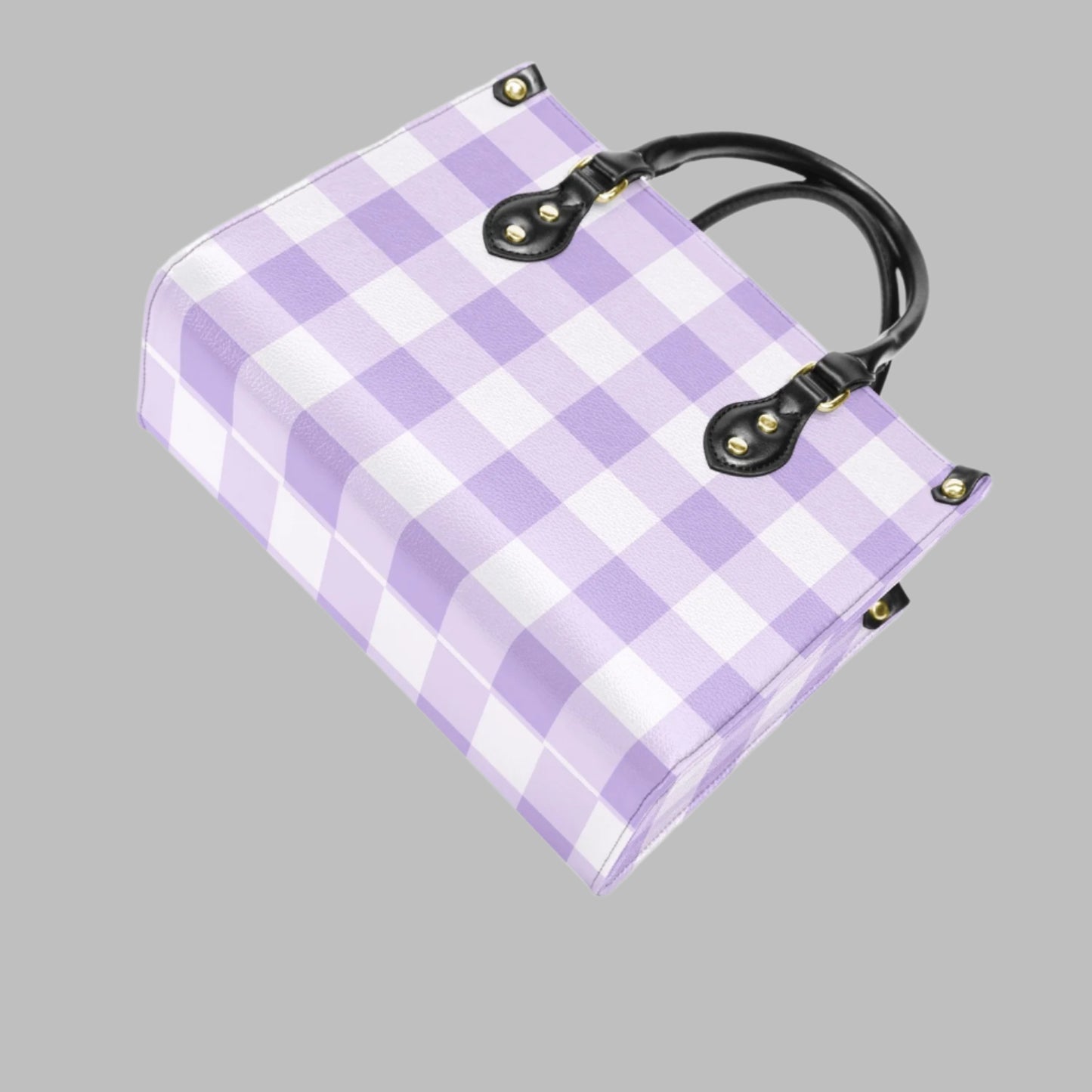 Lavender Gingham PU Leather Handbag - Kim’s Signature Beauty & Accessories    