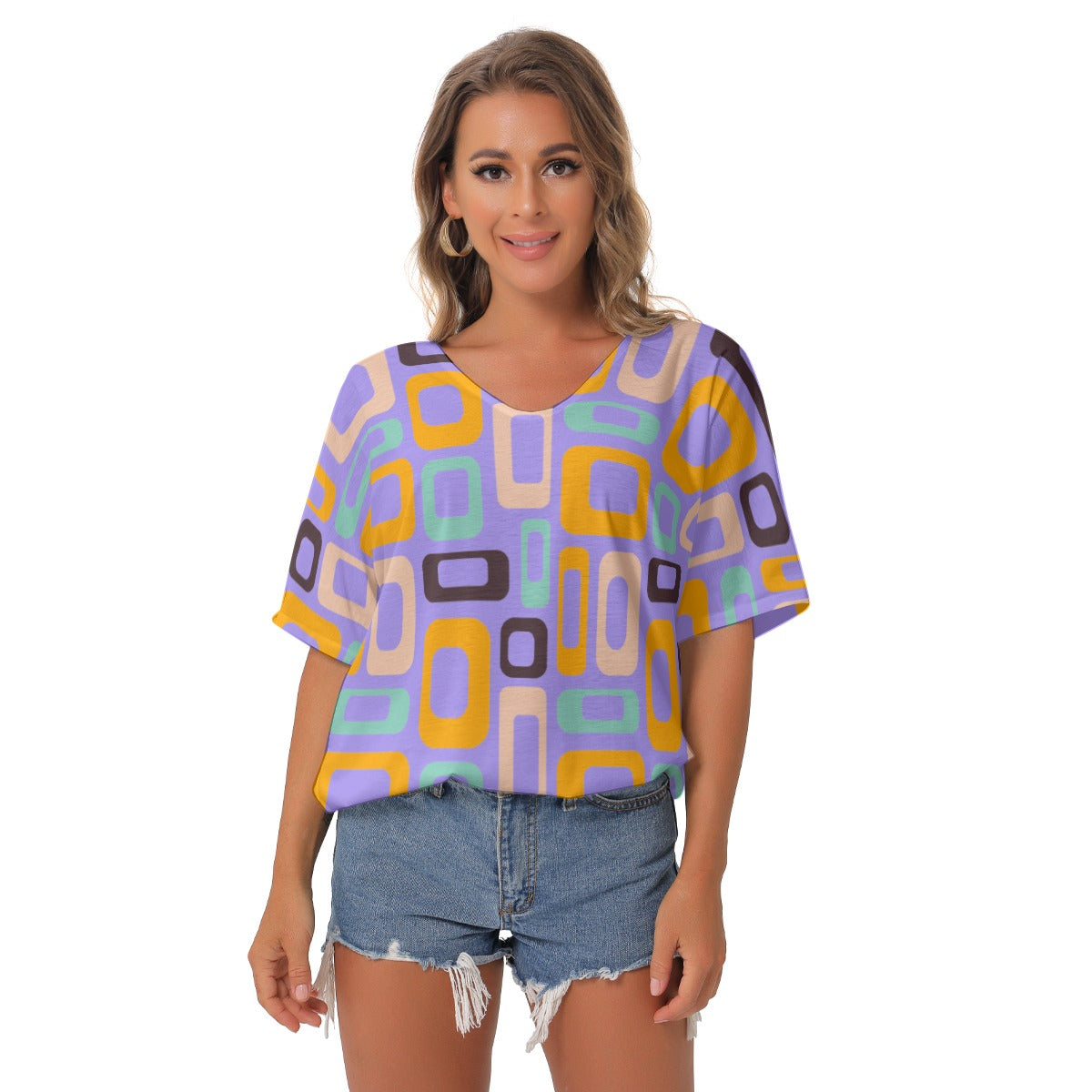 Lavender Reto V-Neck Blouse - Kim’s Signature Beauty & Accessories    