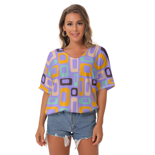 Lavender Reto V-Neck Blouse - Kim’s Signature Beauty & Accessories    