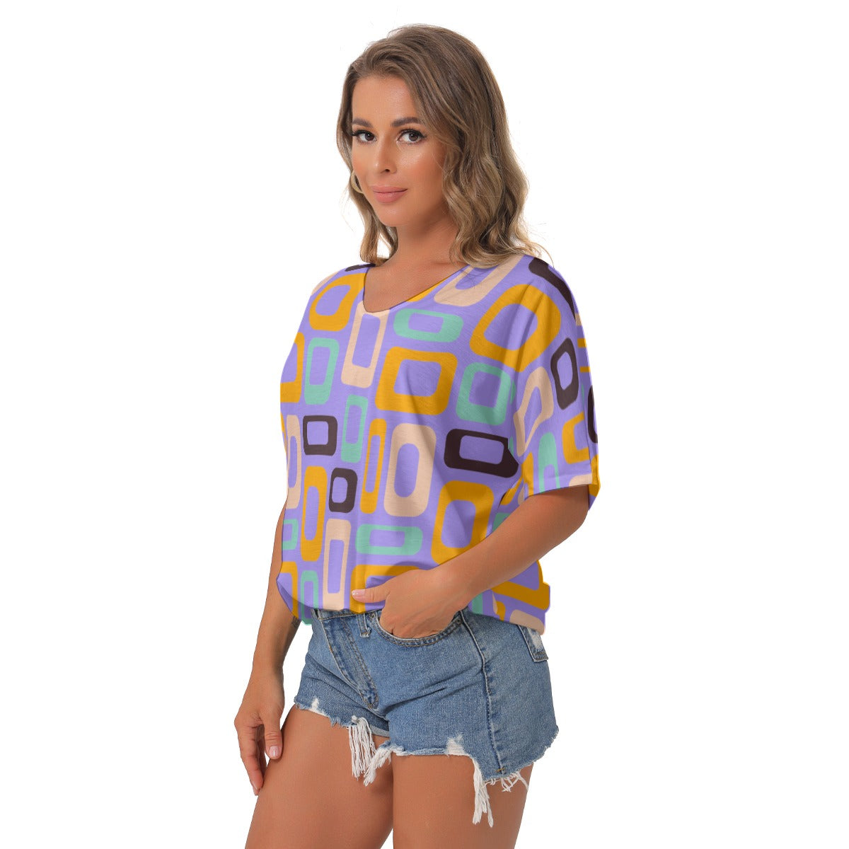 Lavender Reto V-Neck Blouse - Kim’s Signature Beauty & Accessories    