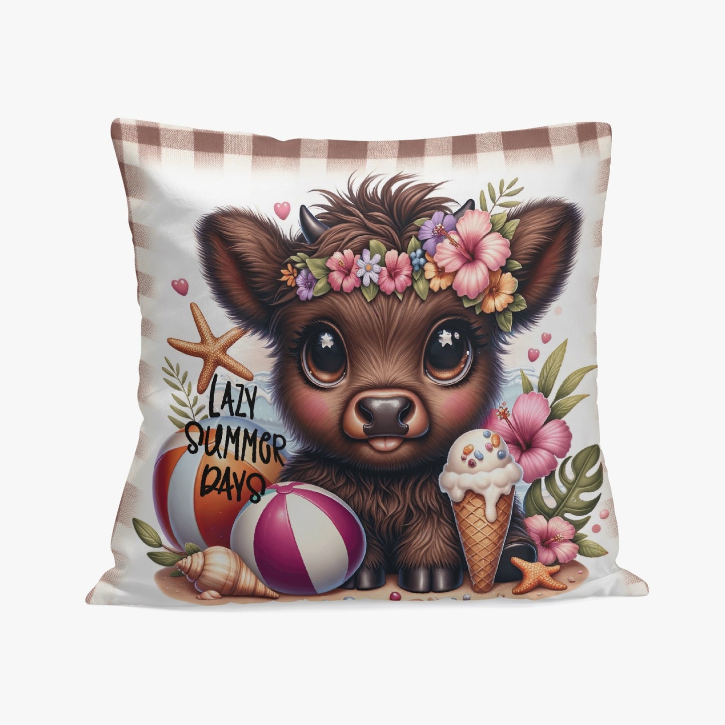 Lazy Summer Days Highland Cow Pillow Cover - Kim’s Signature Beauty & Accessories    
