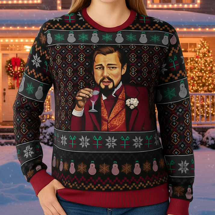 Leonardo Dicaprio Ugly Christmas Sweater - Kim’s Signature Beauty & Accessories    
