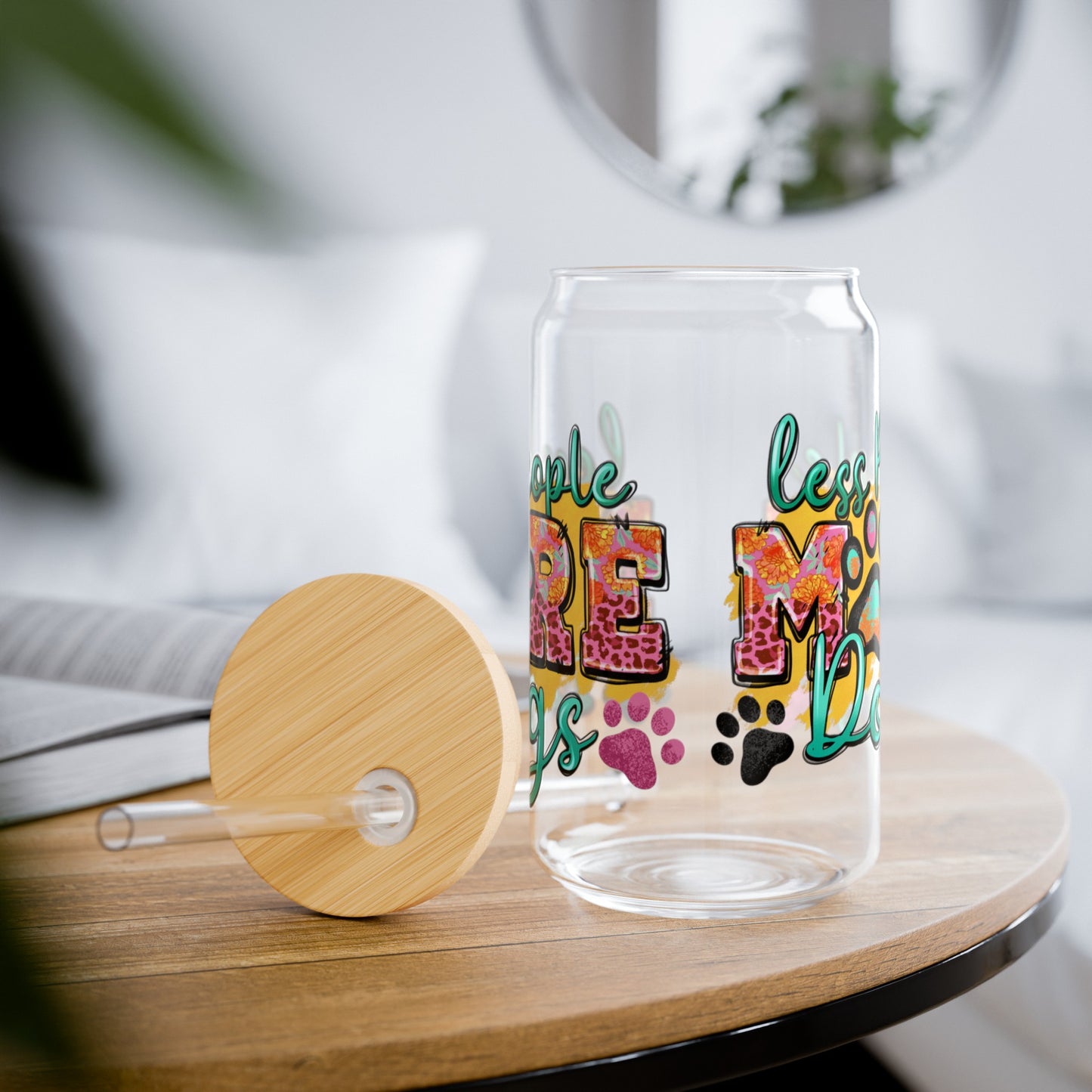 Less People, More Dogs | Sipper Glass, 16oz - Kim’s Signature Beauty & Accessories    