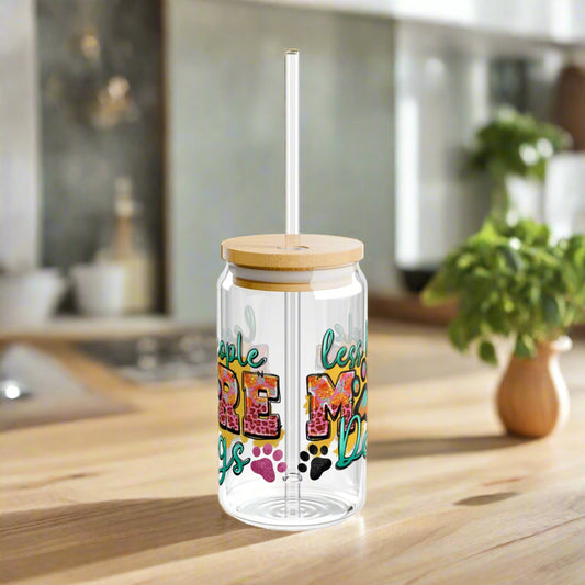 Less People, More Dogs | Sipper Glass, 16oz - Kim’s Signature Beauty & Accessories    