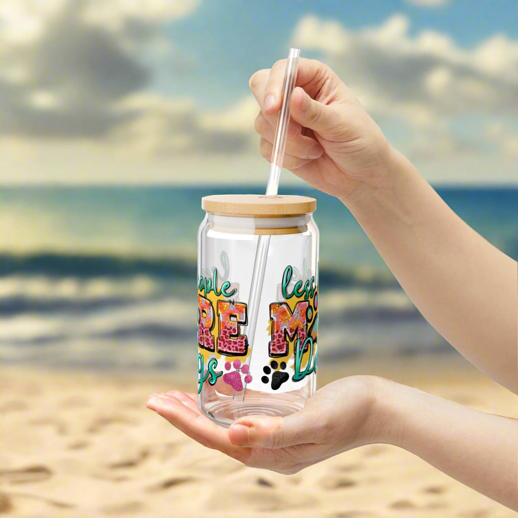Less People, More Dogs | Sipper Glass, 16oz - Kim’s Signature Beauty & Accessories    